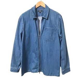Express Shirt Jacket Size Large Zip Front Blue Denim Jean